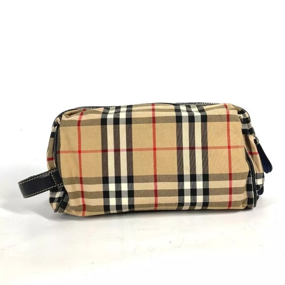 BURBERRY Pouch check Clutch bag with handle - Picture 1 of 15